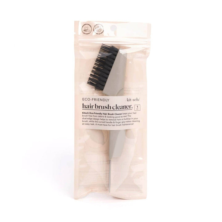 Nettoyant pour brosse à cheveux KITSCH dans son emballage recyclable transparent, accessoire écologique pour retirer cheveux et résidus des brosses.