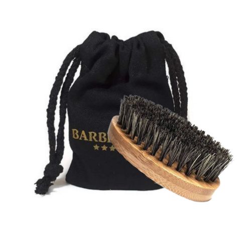 Brosse à barbe en poils de sanglier - compacte (8,5 x 4,5 cm), idéale pour dompter la barbe et éliminer la statique.