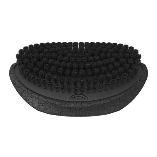 Brosse à ondes de paume avec poils végétaliens et poignée incurvée.
