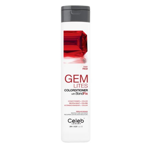 Revitalisant GEM LITES Ruby Rouge pour cheveux colorés, méchés ou éclaircis, soin pigmenté rouge enrichi de la technologie BondFix™ pour raviver la couleur, protéger contre l’affadissement et renforcer la fibre capillaire.