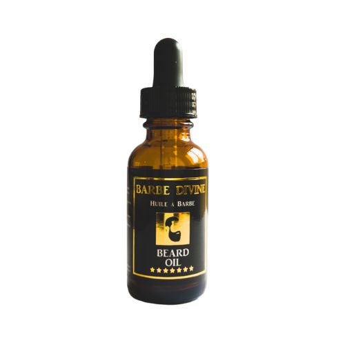 Flacon d'huile à barbe LUX - 30 ml, soin hydratant avec parfum fruité de litchi et mandarine.