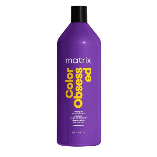 Shampoing Matrix Color Obsessed Total Results 1L pour cheveux colorés. Format professionnel qui protège l’éclat de la couleur et prolonge sa brillance grâce aux antioxydants.