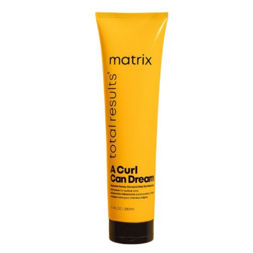 Tube jaune de 280 ml du masque riche Matrix A Curl Can Dream. Soin profond nourrissant pour cheveux frisés ou crépus, enrichi de miel de Manuka pour une hydratation intense sans alourdir.
