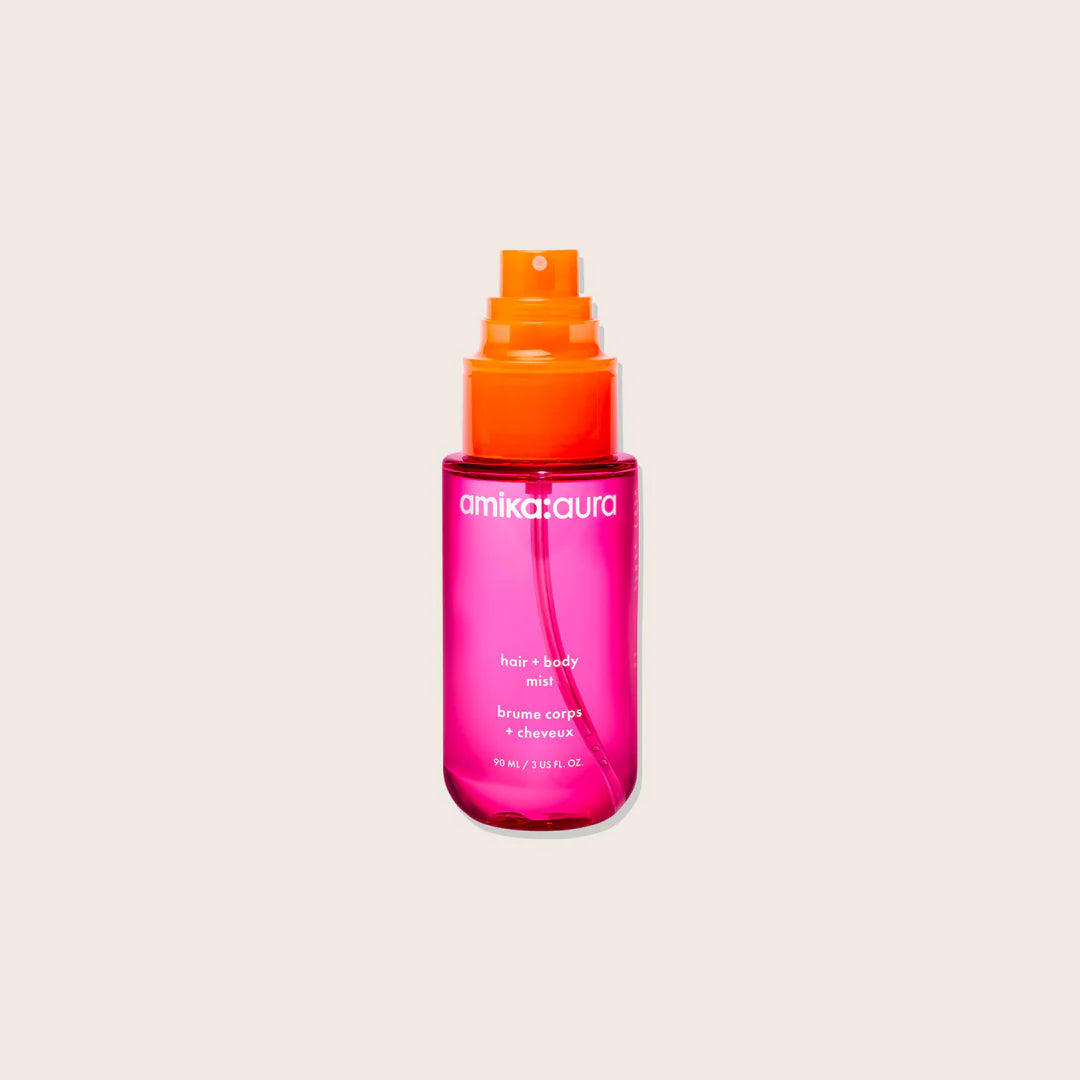 Brume parfumée Aura pour cheveux et corps Amika – flacon 90 ml élégant, ambiance sensorielle et féminine.
