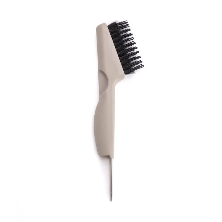 Nettoyant écologique KITSCH pour brosse à cheveux avec emballage recyclable et outil présenté côte à côte sur fond blanc, accessoire d'entretien capillaire.