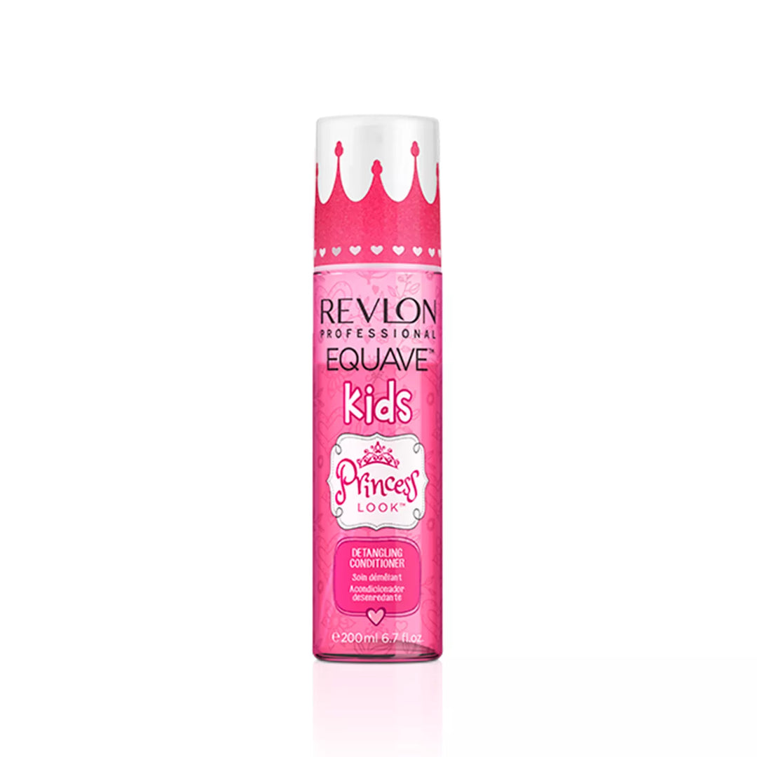 Flacon de soin démêlant sans rinçage Revlon Professional Equave Kids Princess Look, format 200 ml, sur fond blanc.