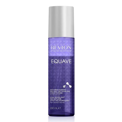 Flacon REVLON Equave soin démêlant cheveux blonds 200 ml, spray bifasé protecteur UV pour cheveux blonds, bouteille mauve avec vaporisateur