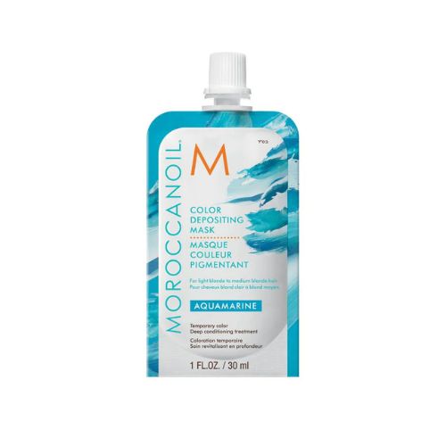 Le masque pigmentant Aquamarine de Moroccanoil offre un véritable soin hydratant tout en déposant des pigments purs qui ravivent , intensifient ou personnalisent temporairement la couleur.