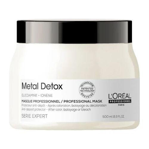 Masque Métal Détox L'Oréal 500ml soin capillaire professionnel neutralise métaux cheveux brillants protégés
