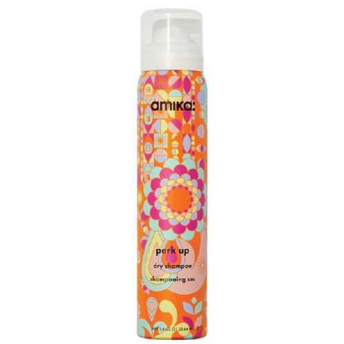Flacon de shampooing sec Perk Up d'amika - soin sans talc pour des cheveux frais et légers.