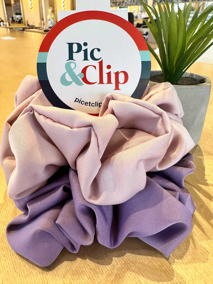 Duo de CHOUCHOUX rose pâle satin et lilas satin